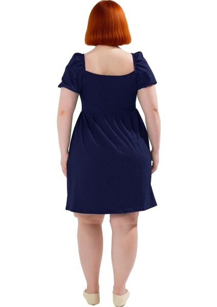 Kadın %100 Pamuk Kare Yaka Balon Kol Skater Mini Elbise Günlük Şık ve Konforlu Kıyafet Kaliteli fiyatları