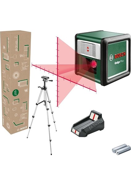 Home &amp; Garden Quigo Plus Çizgi Lazer +Tripod (Çalışma Alanı: 7m, Geri Dönüştürülmüş Karton Kutu)