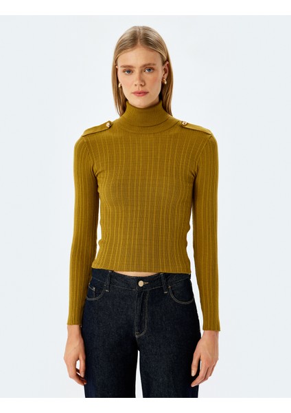 Apolet Detaylı Balıkçı Yaka Uzun Kollu Triko Kazak modelleri