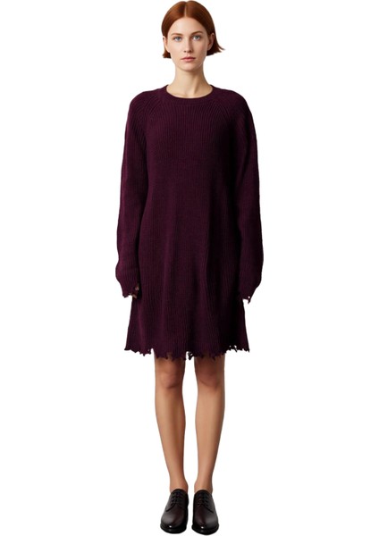 Kadın Konforlu Selanik Örgü Mini Triko Elbise Shift Kalıp Akıtma Detaylı Reglan Kol Bisiklet Yaka fiyatları