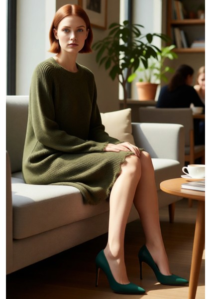 Kadın Konforlu Selanik Örgü Mini Triko Elbise Shift Kalıp Akıtma Detaylı Reglan Kol Bisiklet Yaka