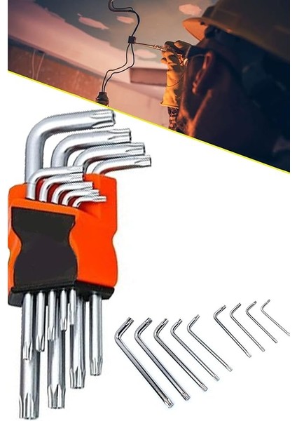 YK-008 9 Parça Yıldız Tork Alyan Anahtarı 120 mm Allen Set 1410