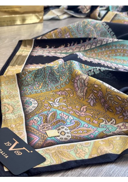 19V69 Italıa Etnik Desen Siyah Zemin Modal Seri Şal fiyatları