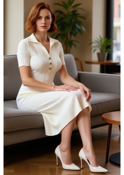 Kadın Casual Düz Desenli Bodycon Polo Yaka Kısa Kollu Triko Maxi Elbise Ilkbahar Sonbahar Şıklığı fırsatları