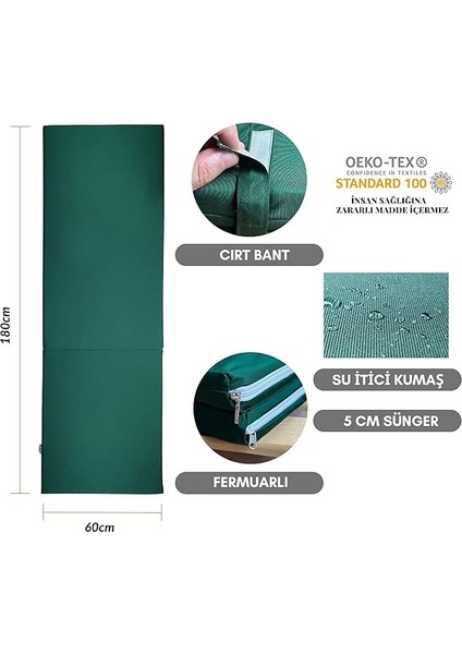 Taşınır Katlanır Şezlong Minderi Kamp Minderi Su Itici Kumaş Fermuarlı 5 Cm(Yeşil) modelleri