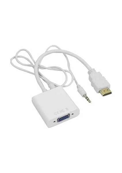 HDMI To VGA Dönüştürücü Kablo Ses Destekli Adaptör Çevirici Ps3 Kulaklık Monitör Tv LED Uydu 4548 modelleri