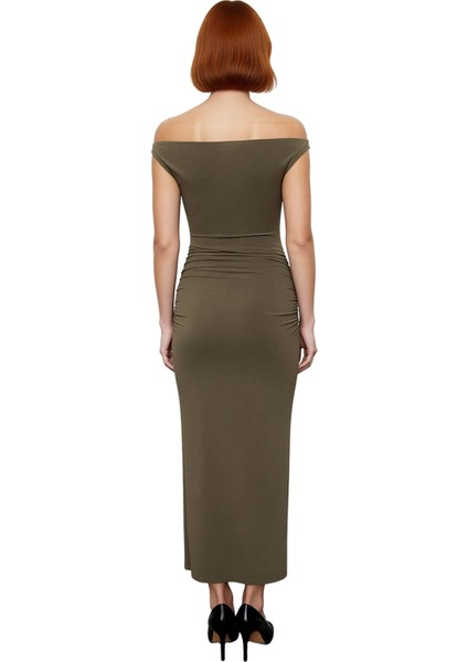 Kadın Şık Bodycon Maxi Elbise Carmen Yaka Detaylı Özel Kokteyl Davetleri Için Modern Tarz Kaliteli fiyatları