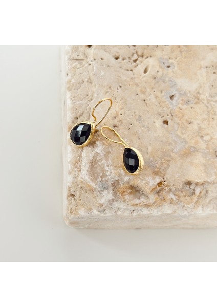 Siyah Oniks Doğal Taş Küpe