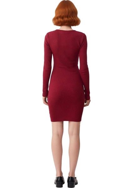 Kadın Uzun Kol Bodycon Kesim Düğmeli Fitilli Bisiklet Yaka Mini Elbise Modern Görünüm Kaliteli fiyatları