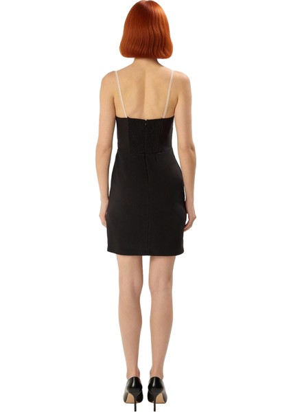 Kadın Gece Partileri Için Şık Askılı Straplez Dokuma Kısa Bodycon Elbise Siyah Kaliteli fiyatları