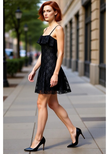 Kadın Skater Kesim Dantel Mini Elbise Askılı Straplez Detaylı Yazlık Şık ve Zarif Görünüm Kaliteli modelleri