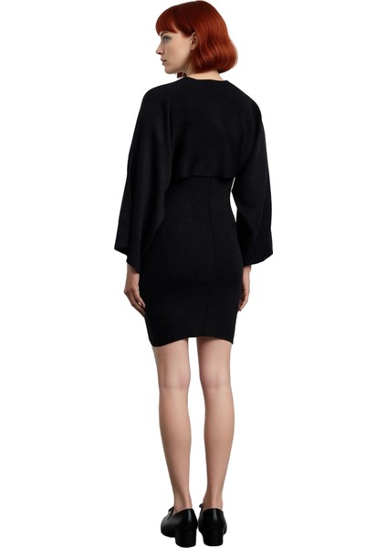 Kadın Casual Triko Bisiklet Yaka Bodycon Mini Elbise ve Bolero Takımı Ince Kumaş Konforu Kaliteli fiyatları