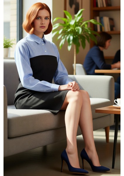 Kadın Bodycon Renk Bloklu Mini Elbise Gömlek Yaka Uzun Kol Iş ve Günlük Şıklığına Özel Tasarım fiyatları