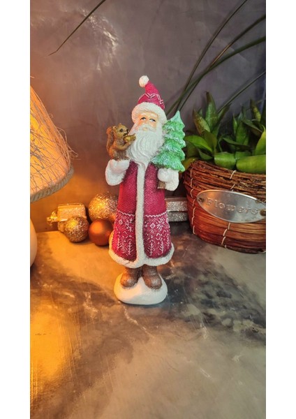 Çam Ağaçlı Noel Baba Polyester Biblo Model 2