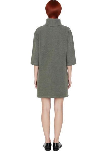 Kadın Casual Örme Selanik Mini Elbise Balıkçı Yaka Düşük Truvakar Kol Kış Şıklığı Için Rahat ve modelleri