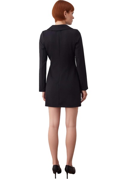 Fashion Forward Kadın Düz Desen Siyah Ceket Elbise Astarsız Kısa Boy Uzun Kollu Ofis Şıklığı Için fiyatları