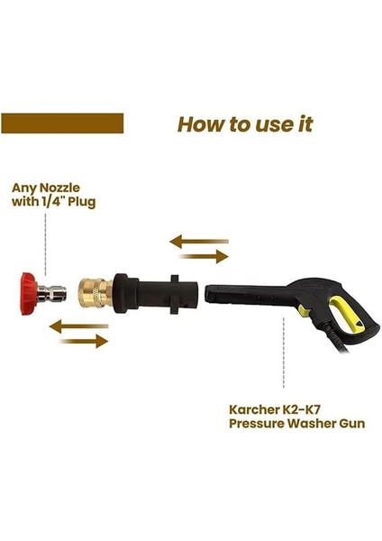 Basınçlı Yıkama Tabancası Adaptörü, 1/4” Püskürtme Nozulu Uç Setleri, Basınçlı Yıkama Adaptör Seti, Karcher K2 - K7 Serisi Için 5 Püskürtme Nozullu Hızlı Bağlantı Turbo Nozulu indirimleri