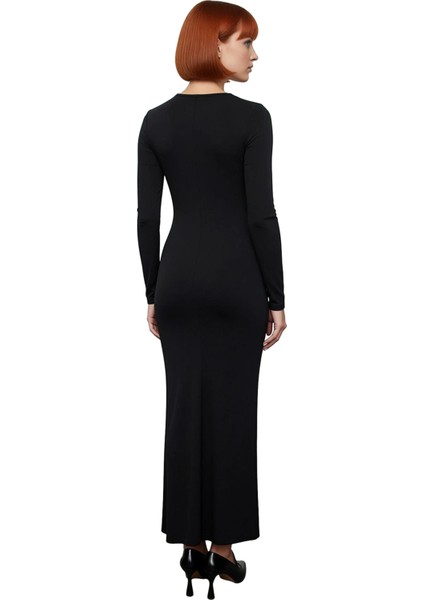 Fashion Forward Kadın Bodycon Maxi Elbise Uzun Kollu Bisiklet Yaka Şık Özel Gün Tasarımı Kaliteli fiyatları