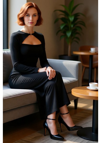 Fashion Forward Kadın Bodycon Maxi Elbise Uzun Kollu Bisiklet Yaka Şık Özel Gün Tasarımı Kaliteli fırsatları