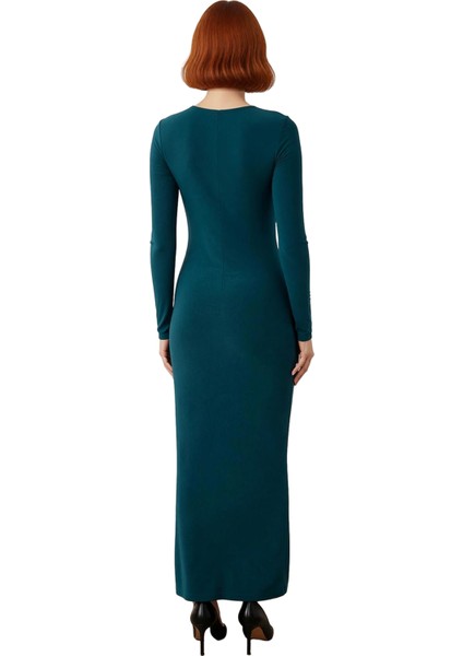 Fashion Forward Kadın Bodycon Maxi Elbise Uzun Kollu Bisiklet Yaka Şık Özel Gün Tasarımı Kaliteli fiyatları