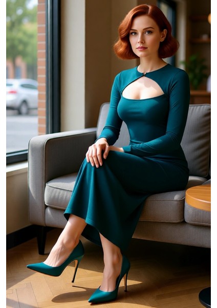 Fashion Forward Kadın Bodycon Maxi Elbise Uzun Kollu Bisiklet Yaka Şık Özel Gün Tasarımı Kaliteli fırsatları