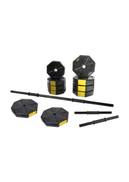 Spor 80 kg Düz Bar (150 Cm) + Z Bar (120 Cm) Full Dambıl Halter Ağırlık Set Sarı Kapaklı modelleri