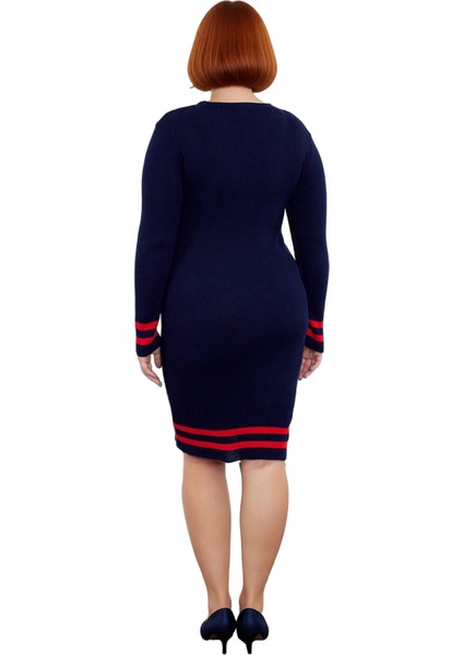 Kadın Triko Bodycon Mini Elbise Fitilli Dokusu Bisiklet Yaka Çizgili Detayları ile Günlük Rahatlık modelleri