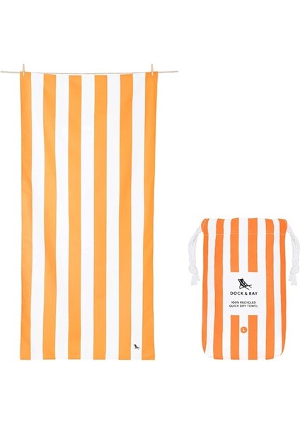 &amp; Bay Plaj Havlusu - Hızlı Kuruma, Kumsuz - Kompakt, Hafif - %100 Geri Dönüştürülmüş - Çanta Içerir - Cabana - Ipanema Turuncu - Büyük (160X90CM, 63X35)