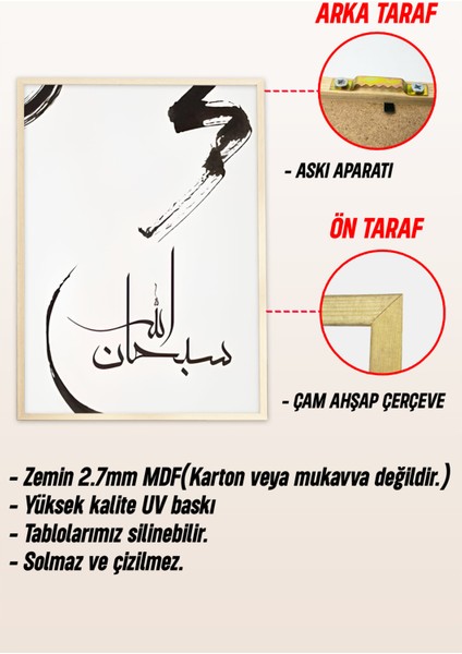 🖼️ Minimal Hat Sanatı: Allahu Ekber -Elhamdülillah -Sübhanallah 3'lü Çerçeveli Tablo Seti🌸 CRV1222 23 x 32