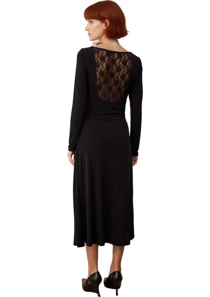 Kadın Klasik Kesim Örme Midi Elbise Standart Uzun Kollu Dantelli Şık Davetlerin Gözdesi. Kaliteli fiyatları