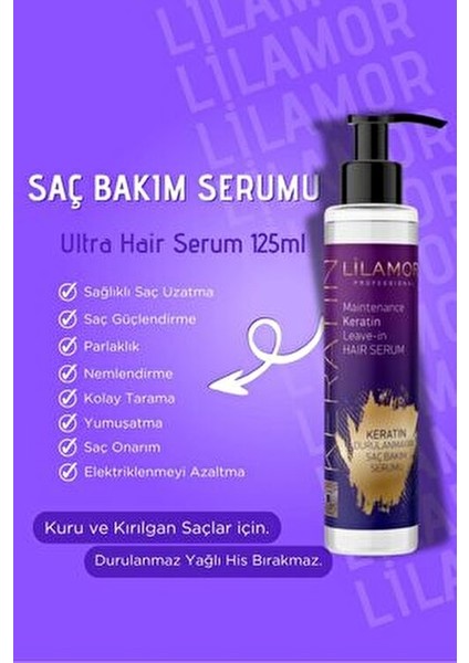 Keratinli Durulanmayan Saç Bakım Serumu Parlak ve Hacimli Saçlar İçin 125 ml
