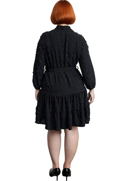 Kadın A Line Bordo Dokulu Kuşaklı V Yaka Mini Elbise Ilkbahar Sonbahar Için Şık Büyük Beden Seçenek. fırsatları