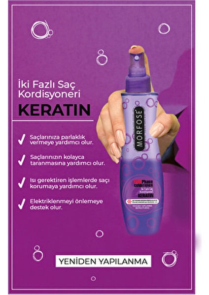 Çift Fazlı Fön Suyu Saç Parlaklığı ve Kolay Taramaya Yardımcı 3 Adet 240 ml