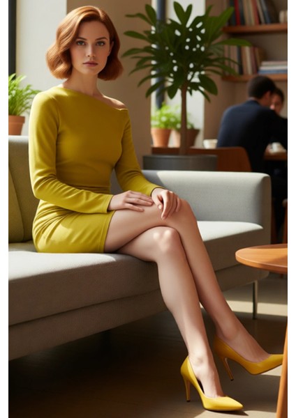 Kadın Casual Asimetrik Yaka Düşük Kollu Büzgülü Örme Mini Elbise Kış Kombinlerinin Vazgeçilmezi