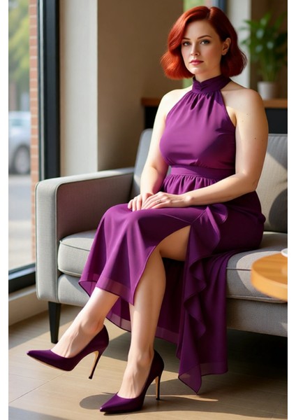 Kadınlar Için Özel Günler Maxi Boy Halter Yaka Şifon Elbise A Line Kesim Kolsuz Zarif Model fırsatları