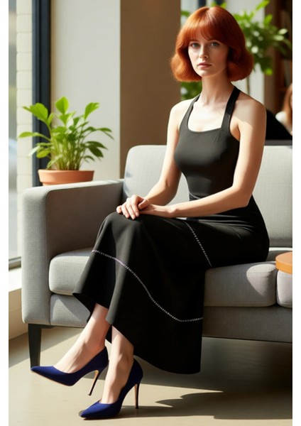 Kadın Vücudu Saran Bodycon Midi Elbise Kalın Askılı Kare Yaka Taş Detaylı Şık Gece Kokteyl fiyatları