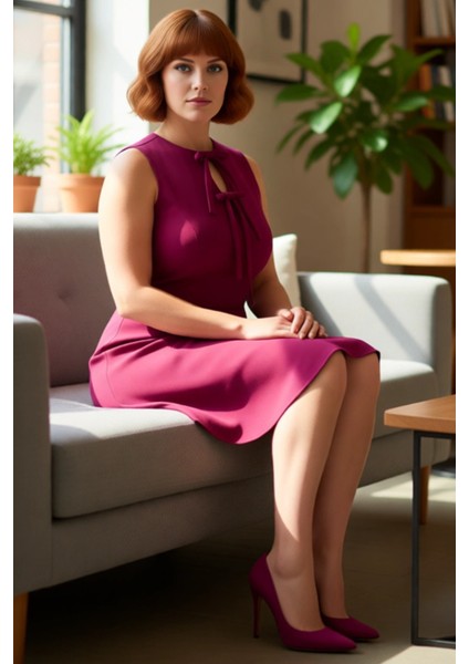 Kadın Büyük Beden A Line Fiyonk Detaylı Kolsuz Kısa Dokuma Elbise Ilkbahar Sonbahar Şıklığı fiyatları