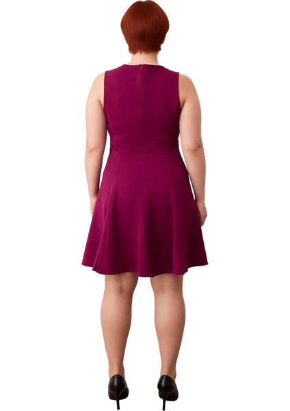 Kadın Büyük Beden A Line Fiyonk Detaylı Kolsuz Kısa Dokuma Elbise Ilkbahar Sonbahar Şıklığı fırsatları