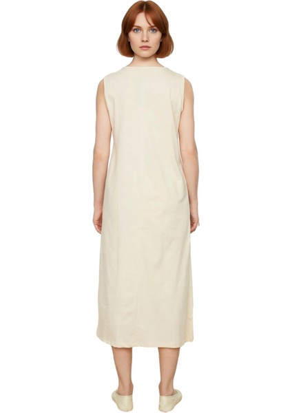 Kadın Kolsuz Bisiklet Yaka %100 Pamuk Maxi Boy Düz Elbise Konforlu ve Modern Şıklık Kaliteli fiyatları