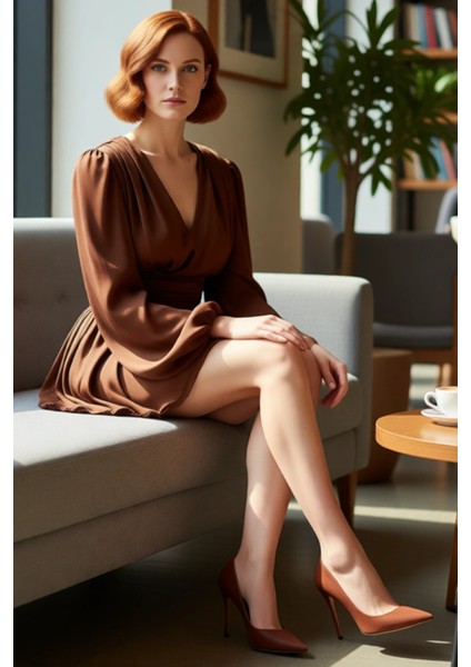 Kadın Skater Balon Kol V Yaka Mini Elbise Şık Gece Davetleri Için Ideal Seçim Saten Dokuma fiyatları