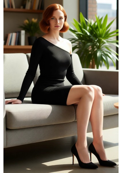 Kadın Bodycon Asimetrik Yaka Uzun Kollu Fitilli Örme Mini Elbise Gündüz Gece Davet Stili Kaliteli fiyatları