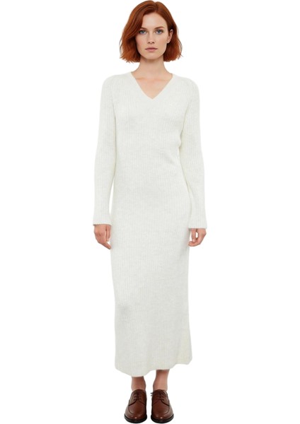 Kadınlar Için V Yaka Maxi Boy Triko Elbise Uzun Kollu Rahat Shift Kalıp Kışlık Günlük Şıklık modelleri