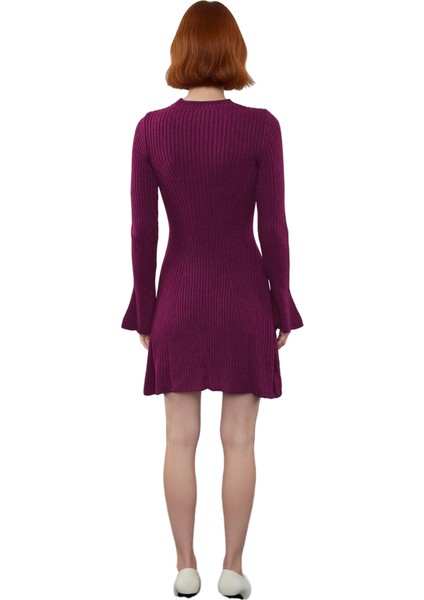 Kadınlar Için Kışlık Gri A Line Kesim Fitilli Triko Mini Elbise Bisiklet Yaka Uzun Kollu Şıklık fırsatları