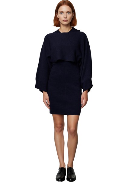 Kadın Triko Bisiklet Yaka Uzun Kollu Bolero Mini Bodycon Elbise Takımı Modern Şıklık Kaliteli modelleri