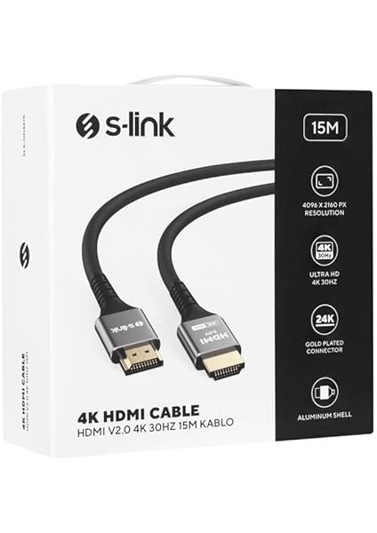 SLX-HD4K15 19+1 HDMI To HDMI 15M Metal V2.0 4K (4096 * 2160) 30Hz Kablo fırsatları