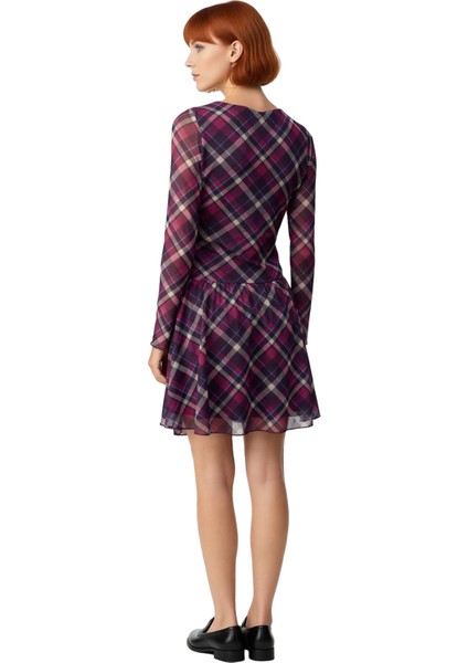 Kadın Ekose Desenli Skater Kalıp Uzun Kollu Astarlı Mini Elbise Modern ve Konforlu Günlük Şıklık fırsatları