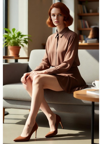 Kadın Uzun Kollu Gömlek Yaka Skater Şifon Abiye Elbise Zarafetle Buluşan Modern Tasarım Kaliteli