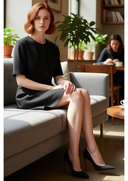 Kadın A Line Kısa Kol Dokuma Mini Elbise Düğme Detaylı Düz Kesim Ofis ve Günlük Şıklığı Için Ideal fiyatları