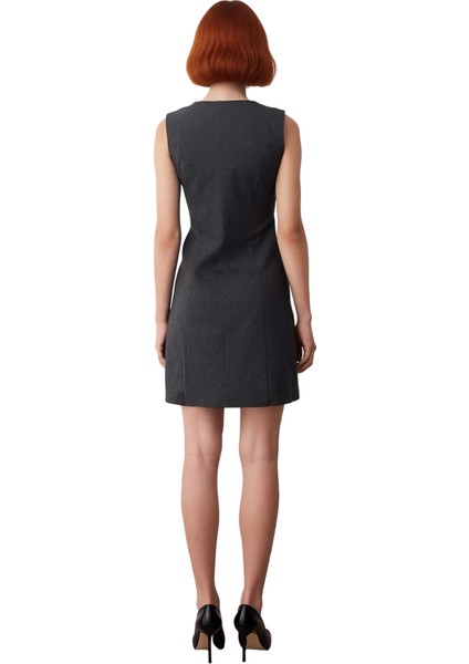 Kadın Kolsuz Antrasit Düz Gömlek Elbise Kısa Boy Ofis Şıklığı Için Çağdaş Tasarım Kaliteli modelleri