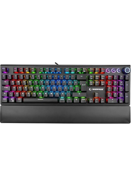 KB-R92 Thunder Red Switch Rgb Ledli Bilek Destekli Mekanik Gaming Oyuncu Klavye